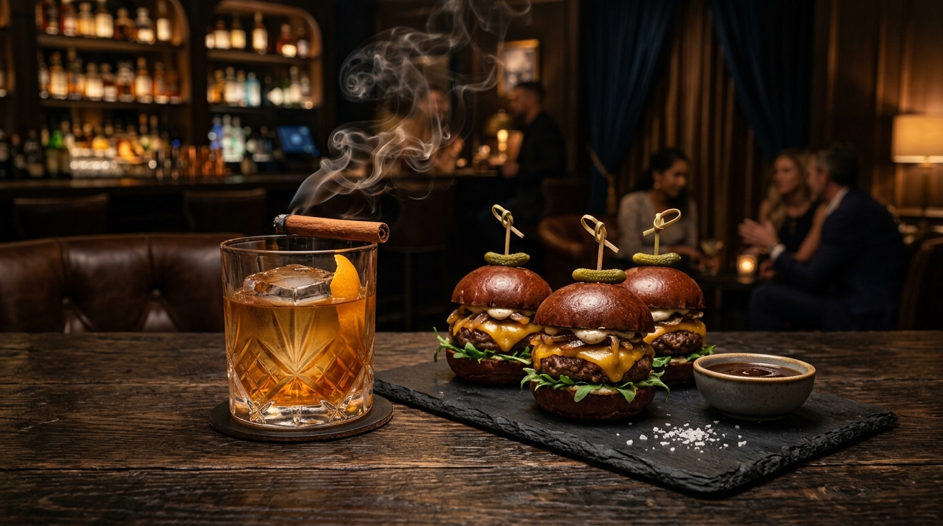 Smoky Old Fashioned & Sliders